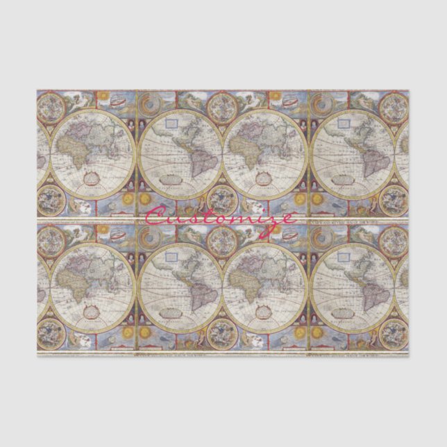 World Traveller Vintag Map Thunder_Cove Seidenpapier (Vorderseite)