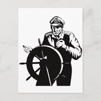 World war two navy captain sailor helmsman postkarte