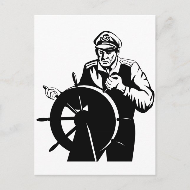 World war two navy captain sailor helmsman postkarte (Vorderseite)