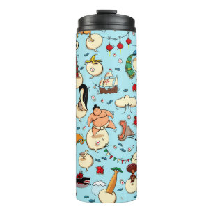 World Wonders: Farbenfrohe blaue Muster. Thermosbecher