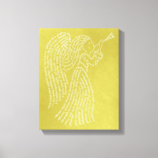 World Word Angel Gold Canvas Print Leinwanddruck (Vorderseite)