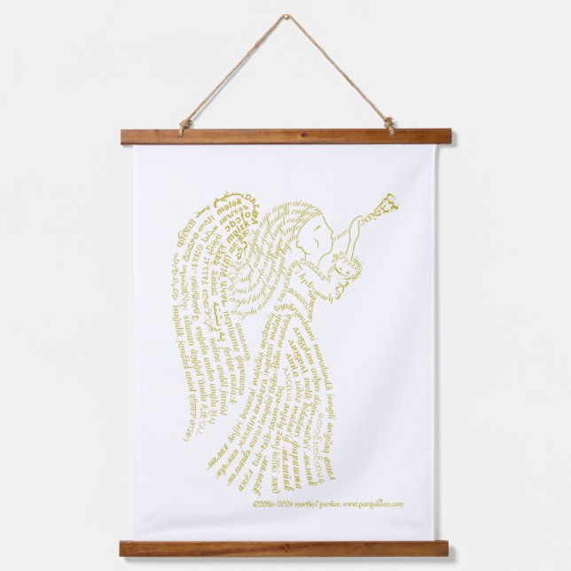 World Word Angel Tapestry Wandteppich Mit Holzrahmen (Vorderseite)