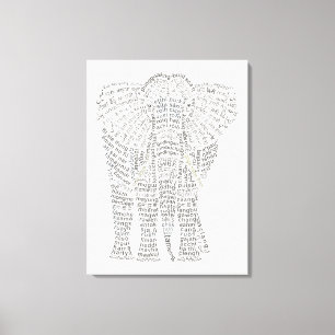 World Word Asian Elephant Stretched Canvas Print Leinwanddruck