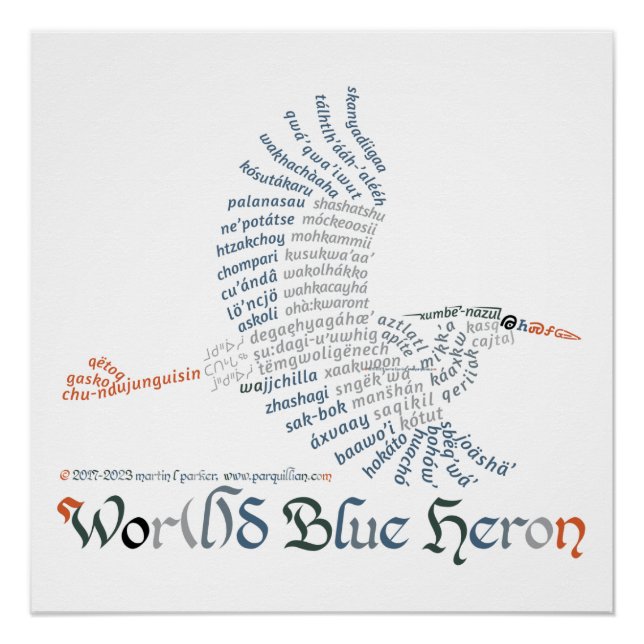 World Word Blue Heron Poster (Vorderseite)
