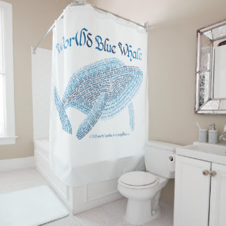 World Word Blue Whale Douche rideau