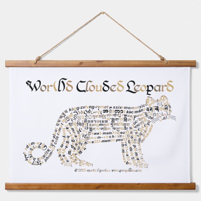 World Word Clouded Leopard Tapestes Wandteppich Mit Holzrahmen (Vorne)