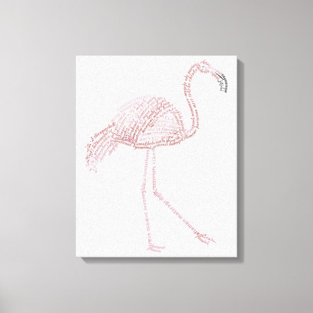 World Word Flamingo Canvas Print Leinwanddruck (Vorderseite)