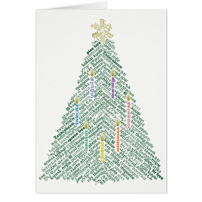 World Word Holiday Tree Card (Vorne)
