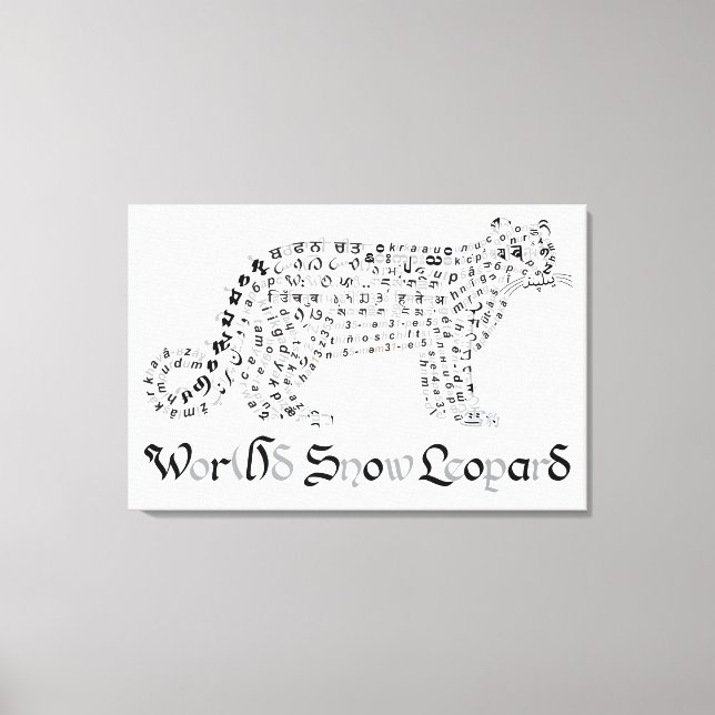 World Word Snow Leopard Canvas Print Leinwanddruck (Vorderseite)