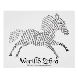 World Word Zebra Poster