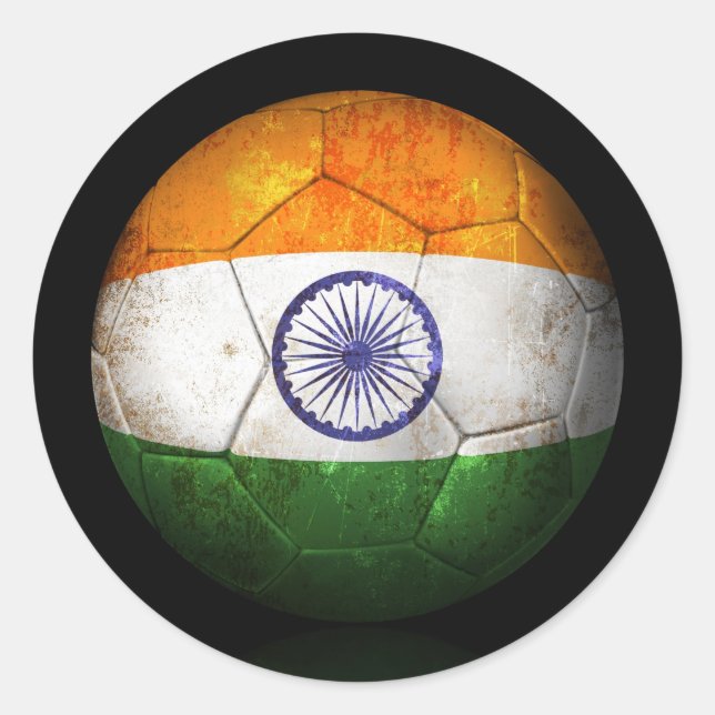 Worldof Indian Flag Football Soccer Ball Runder Aufkleber (Vorderseite)