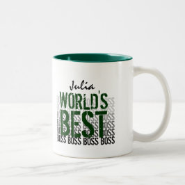 World's Best Boss Grunge Lettering Black Green 200 Zweifarbige Tasse