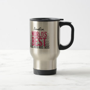 World's Best Boss Pink Black Grunge Lettering G451 Reisebecher