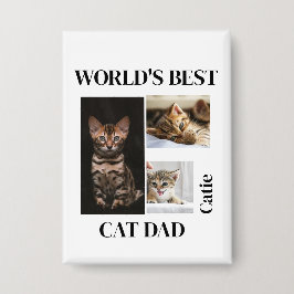 World's Best Cat Dad Custom Name Gift Button