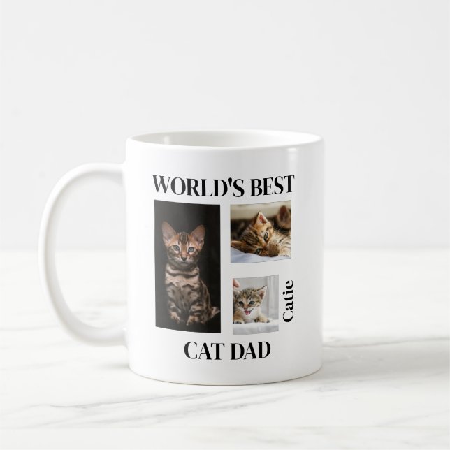 World's Best Cat Dad Custom Name Gift Kaffeetasse (Links)