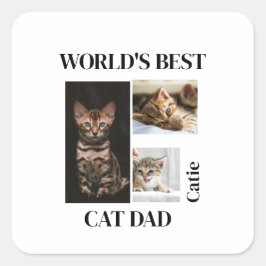 World's Best Cat Dad Custom Name Gift Quadratischer Aufkleber