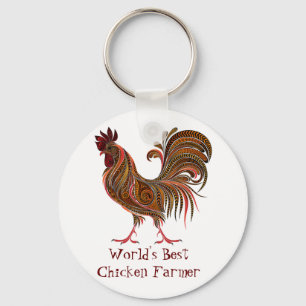 World's Best Chicken Bauer Fun Quote Rooster Farm Schlüsselanhänger