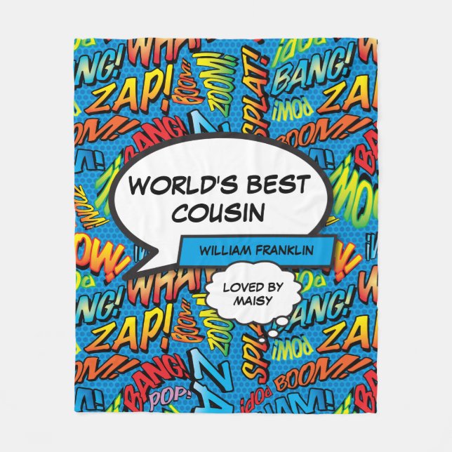 World's Best Cousin Cool Fun Comic Fleecedecke (Vorderseite)