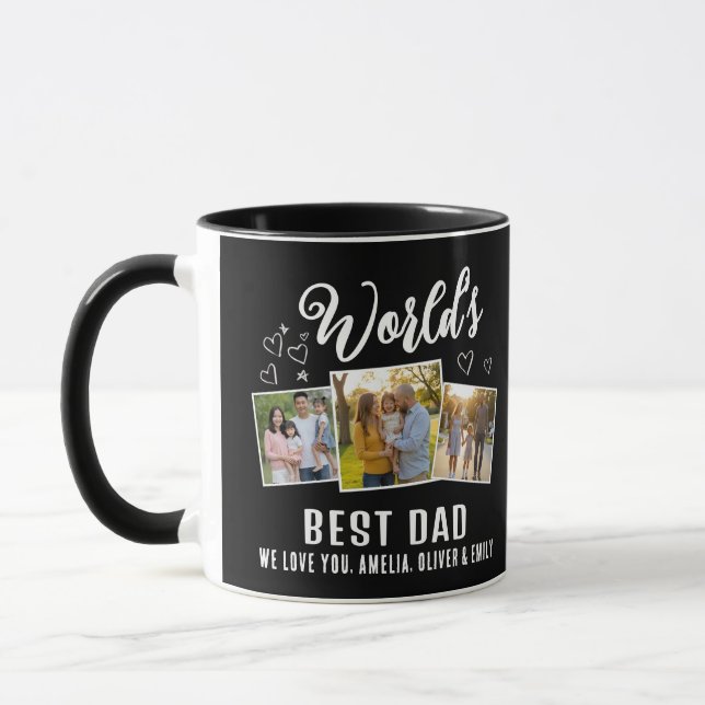 World's Best Dad Custom 3 Photo Collage Tasse (Links)