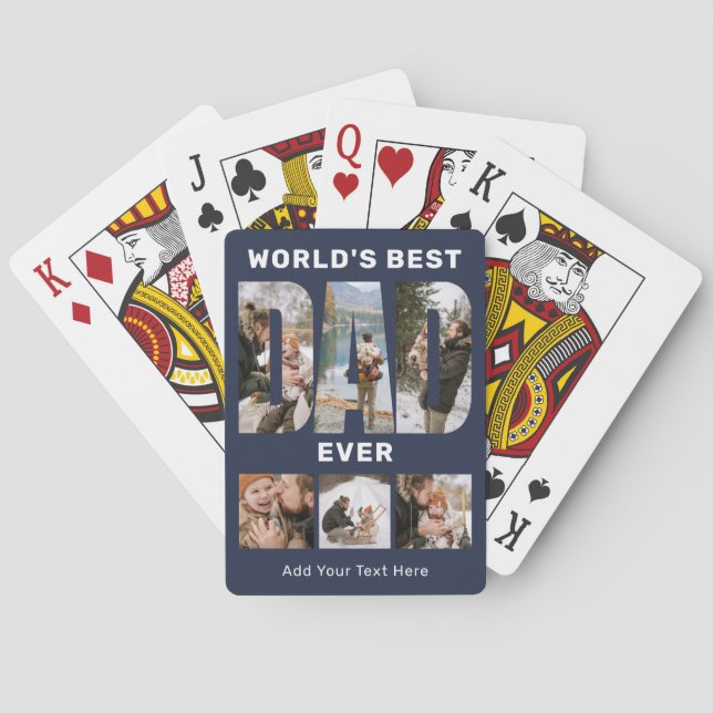 World's Best Dad Ever Custom 6 Photo Blue Spielkarten (Rückseite)