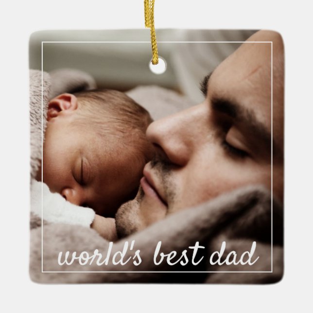 World's Best Dad Photo Keramikornament (Vorderseite)