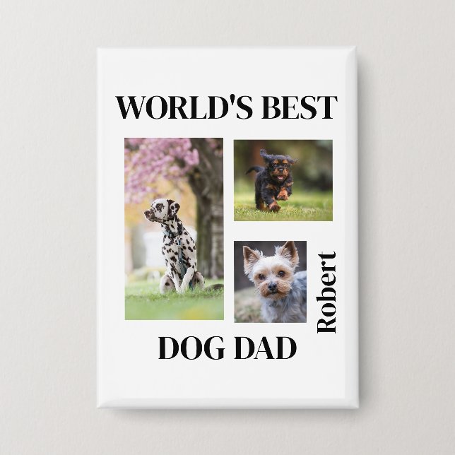 World's Best Dog Dad Custom Name Gift Button (Vorderseite)
