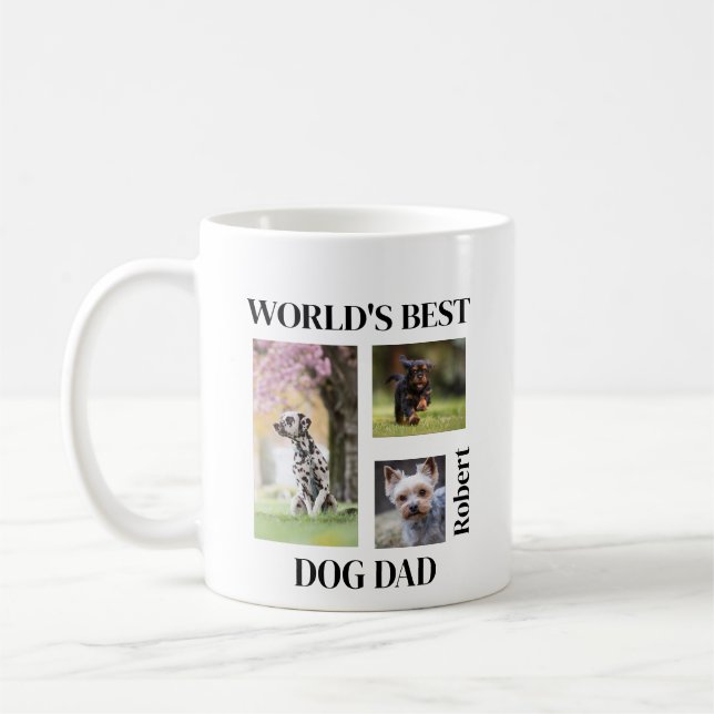 World's Best Dog Dad Custom Name Gift Kaffeetasse (Links)