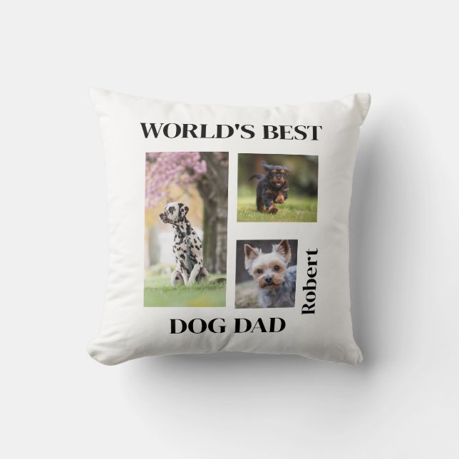 World's Best Dog Dad Custom Name Gift Kissen (Vorderseite)