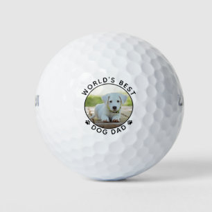 World's Best Dog Dad Paw Prints Pet Photo Golfball