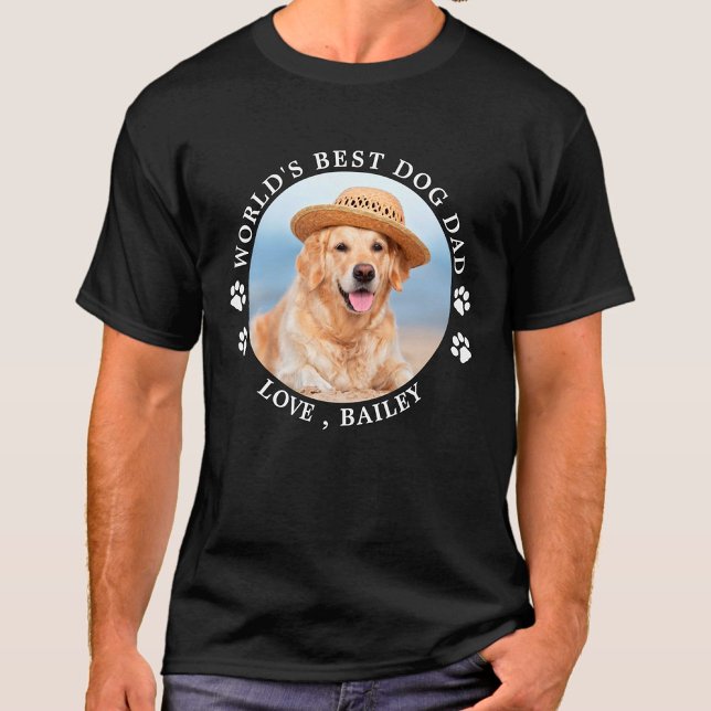 World's Best Dog Dad Personalized Cute Pet Foto T-Shirt (Von Creator hochgeladen)