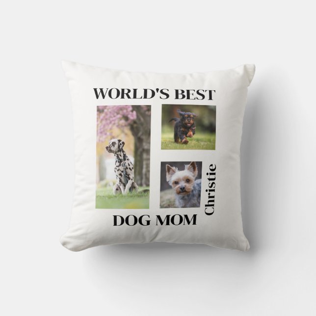 World's Best Dog Mom Custom Name Gift Kissen (Vorderseite)