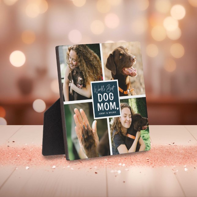 'Worlds Best Dog Mom' Photo Collage Plaque (Créateur téléchargé)