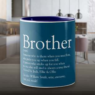 World's Best Ever Brother Definition Fun Blue Zweifarbige Tasse