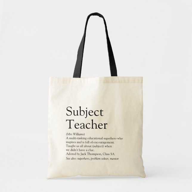 World's Best Ever Teacher Definition Tragetasche (Vorne)