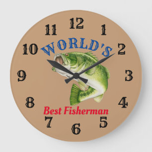 World's Best Fisherman Große Wanduhr