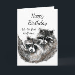 World's Best Girlfriend Birthday Raccoon Animals Karte<br><div class="desc">World's Best Girlfriend Birthday Cute Watercolor Raccoon Animals</div>
