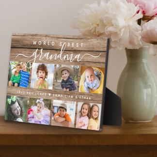World's Best Grandma Grandkids 8 Photo Collage Fotoplatte