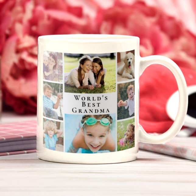 World's Best Grandma Photo Collage Kaffeetasse (Von Creator hochgeladen)