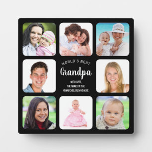 World's Best Grandpa Photo Collage Modern Black Fotoplatte