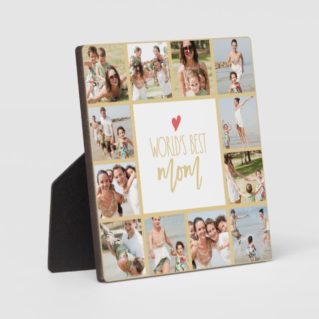 World's Best Mom 12 Photo Collage Plaque Fotoplatte (Vorderseite)