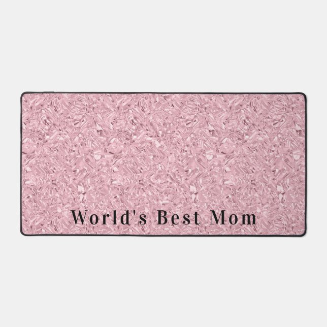 World's Best Mom Blush Pink Gemstone Modern Text Schreibtischunterlage (Vorderseite)
