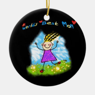 Worlds BEST MOM CARTOON mum Keramikornament