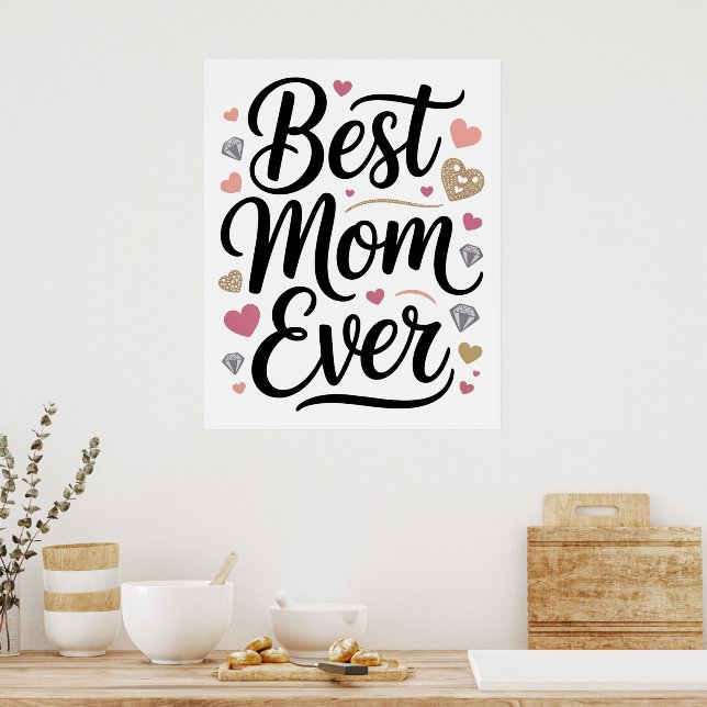 World's Best Mom Diamonds Personalized Poster (Küche)