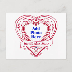 World's Best Mom! Foto von Red Hearts Postkarte
