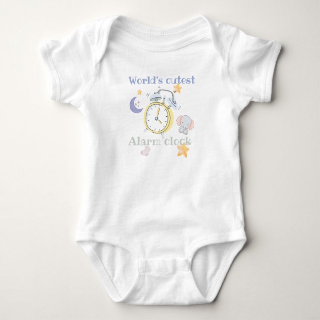 World's cutest alarm clock  - baby name on back  baby strampler (Vorderseite)