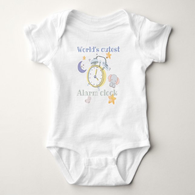 World's cutest alarm clock  - baby name on back  strampler (Vorderseite)