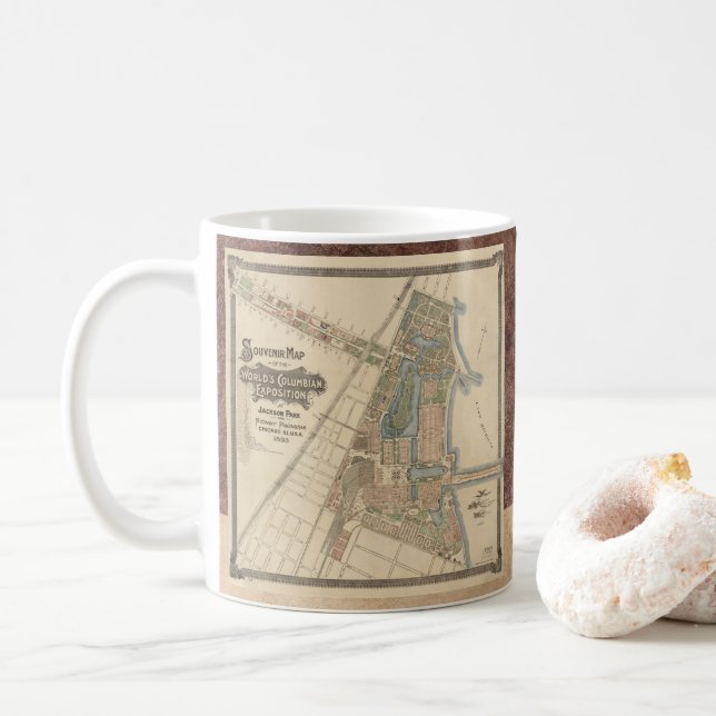 World's Fair Chicago Souvenir Map, 1893 Coffee Tas Kaffeetasse (Mit Donut)