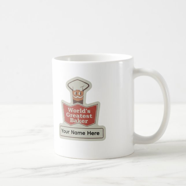 World's Greatest Baker Retro Cartoon Custom Mug Kaffeetasse (Rechts)