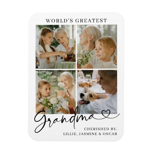 World's Greatest Grandma Photo Collage Script Magnet (Vertikal)