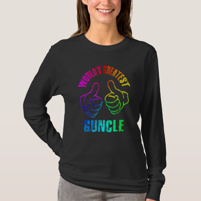 World's Greatest Guncle Rainbow Colors DISTRESSED T-Shirt (Vorderseite)